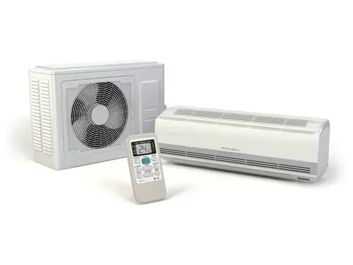 Ductless mini-split indoor head shown with its matching outdoor condenser unit
