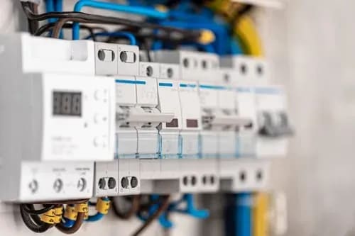 HVAC electrical control panel and breaker circuits used for emergency diagnostics